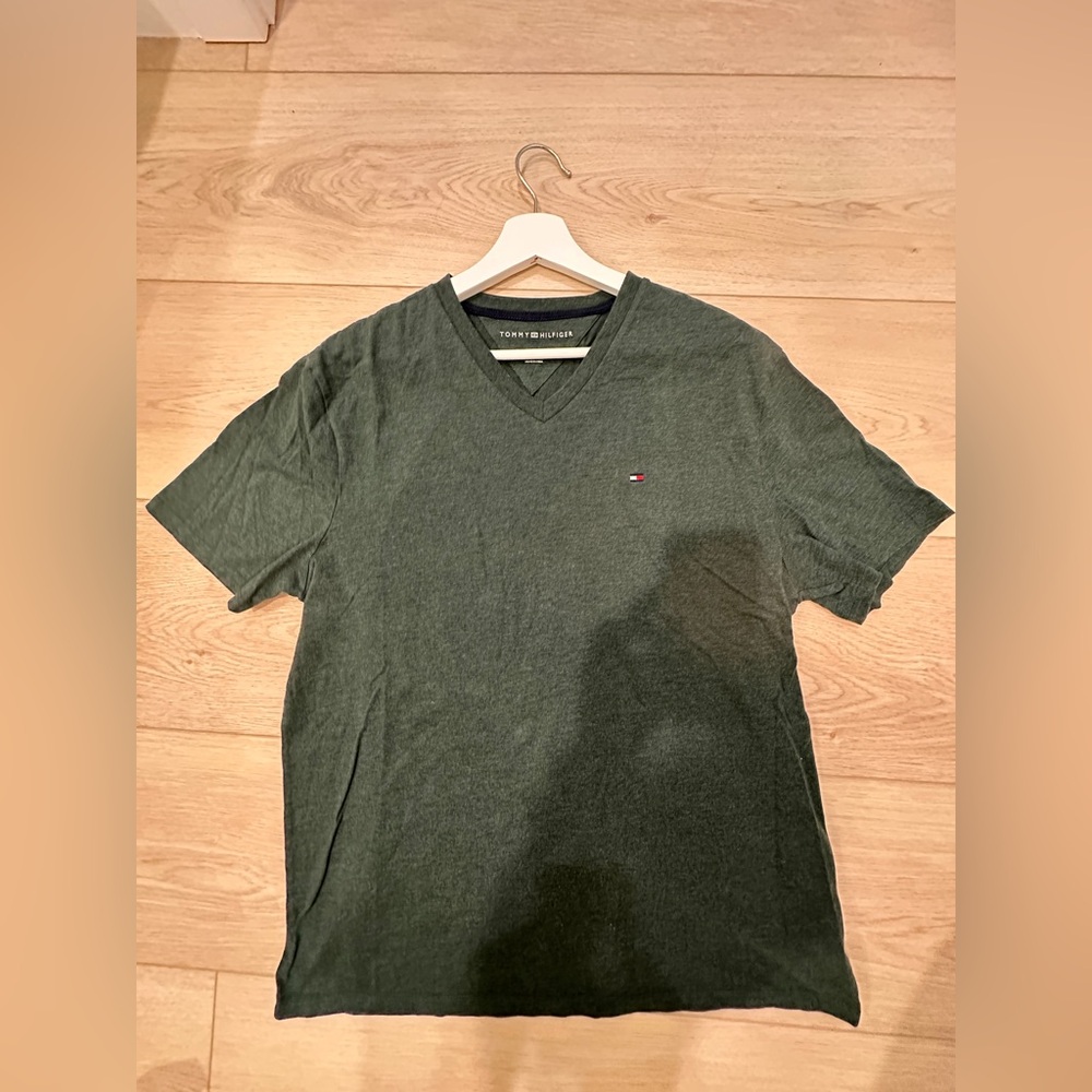Tommy Hilfiger Green V-Neck Men's Shirt